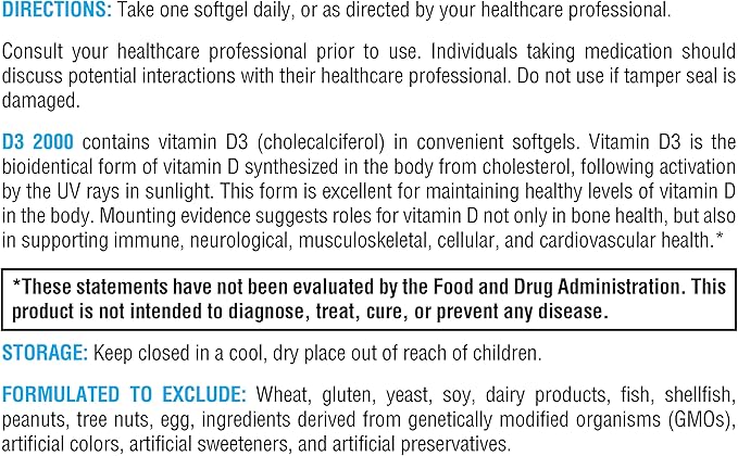 XYMOGEN D3 2000 - Bioavailable Vitamin D3 2000 IU (50 mcg) - High Potency Vitamin D Supplement to Support Immune Health, Bone + Heart Health (240 Softgels)
