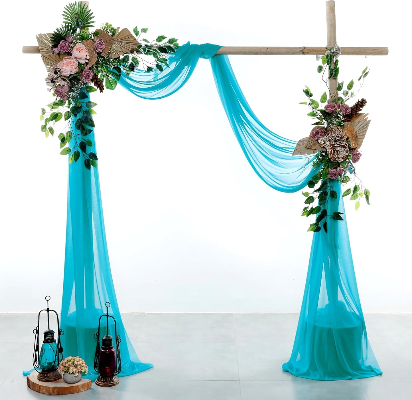 VDS Pack of 1 Panel (30 Inch X 40 Feet) Wedding Arch Draping Fabric Sheer Chiffon Fabric Drapery for Wedding Ceremony Reception Swag Backdrop Canopy Chuppah ARBO Altars Decoration (Peacock Blue)