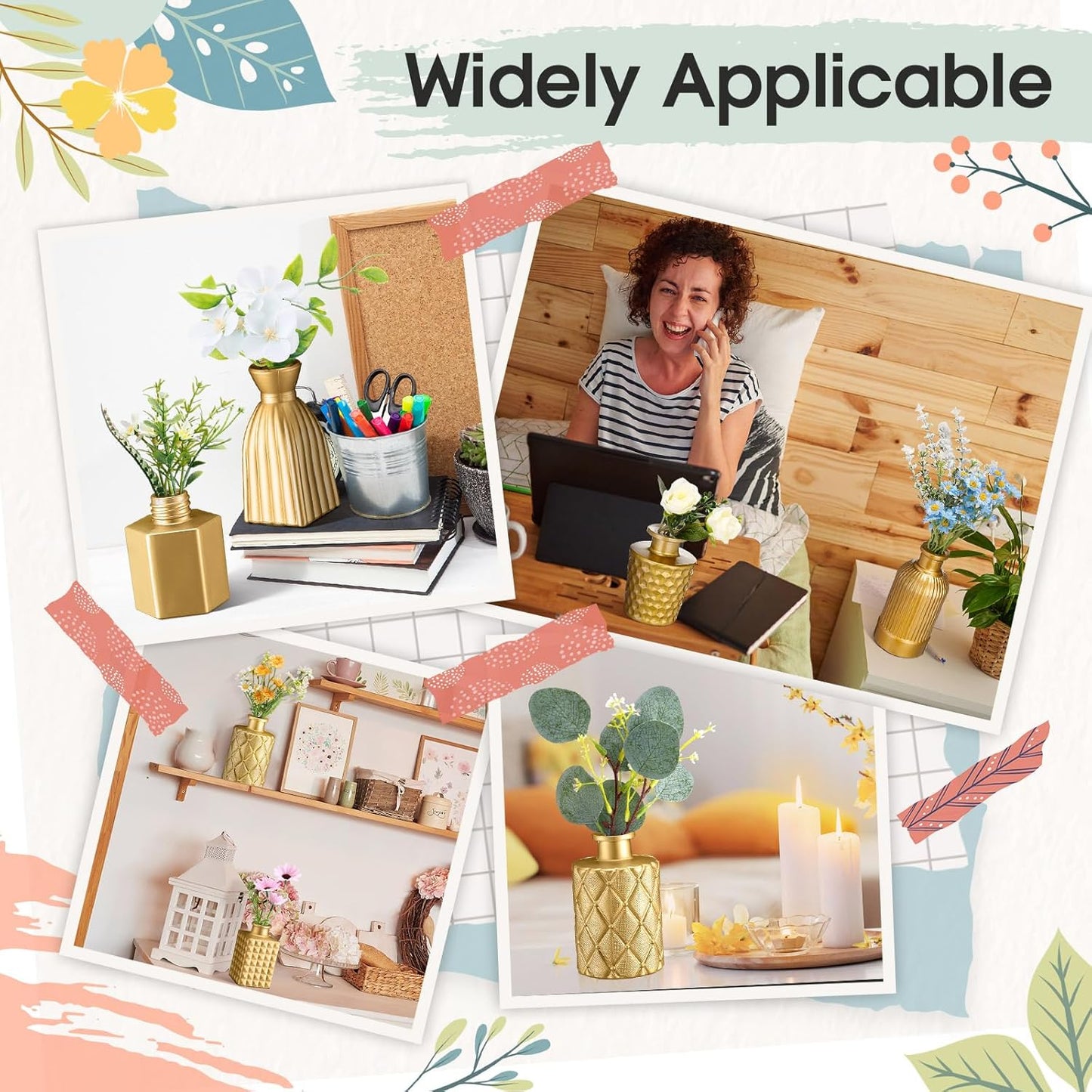 Yaomiao 30 Pcs Vases Bulk Colored Flower Glass Vases Bud Vintage Colored Glass Bottles Colorful Rustic Embossed for Home Wedding Table Decorations Gifts(Gold Series)