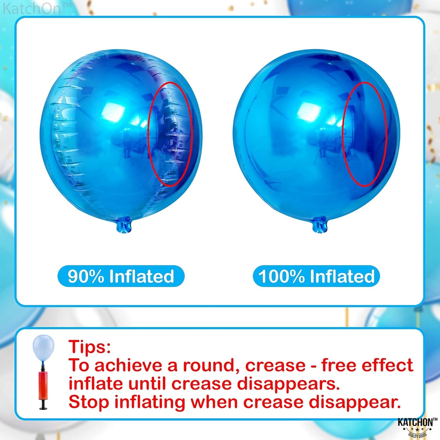 KatchOn, Large Blue Mylar Balloons - 22 Inch, Pack of 6 | Royal Blue Metallic Balloons for Party Decorations | Blue Foil Balloon For Gender Reveal, Baby Shower, Birthday Decorations