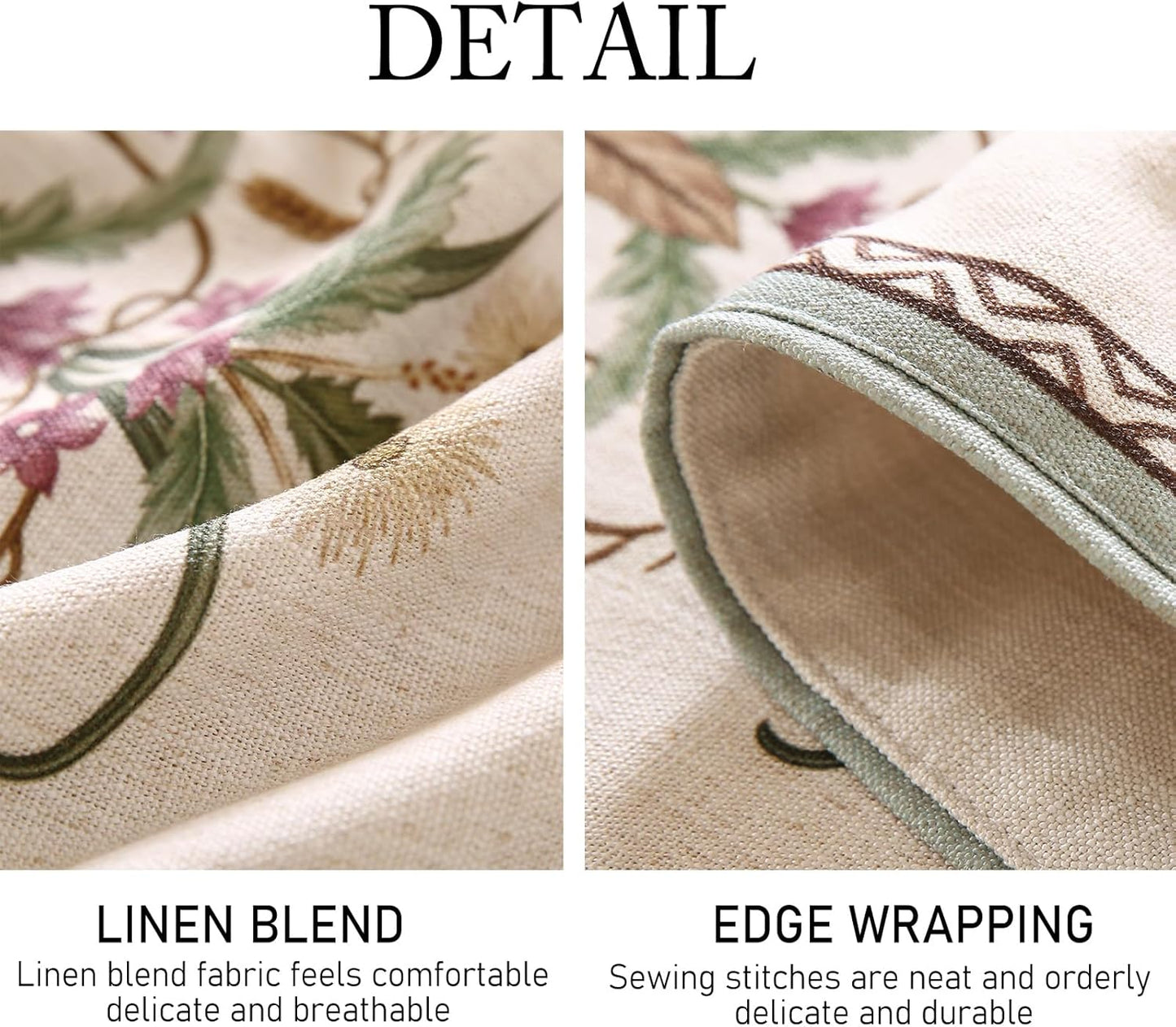ISAENNE Designer French Country Linen Table Runner 102 Inches Long,Elegant Colorful Floral Pattern Table Runners for Dining Tables,Thanksgiving,Christmas,Kitchen Decor,12"*102"-Serenity F