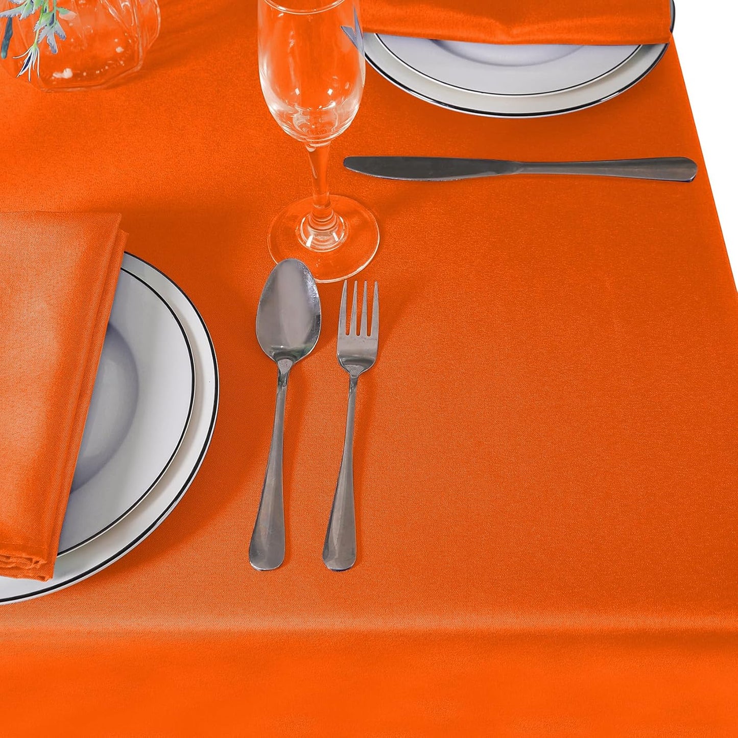 Rectangle Tablecloth 90x132 inch Washable Polyester Fabric Table Cloth for Wedding Party Dining Banquet Decoration（90x132, Orange）
