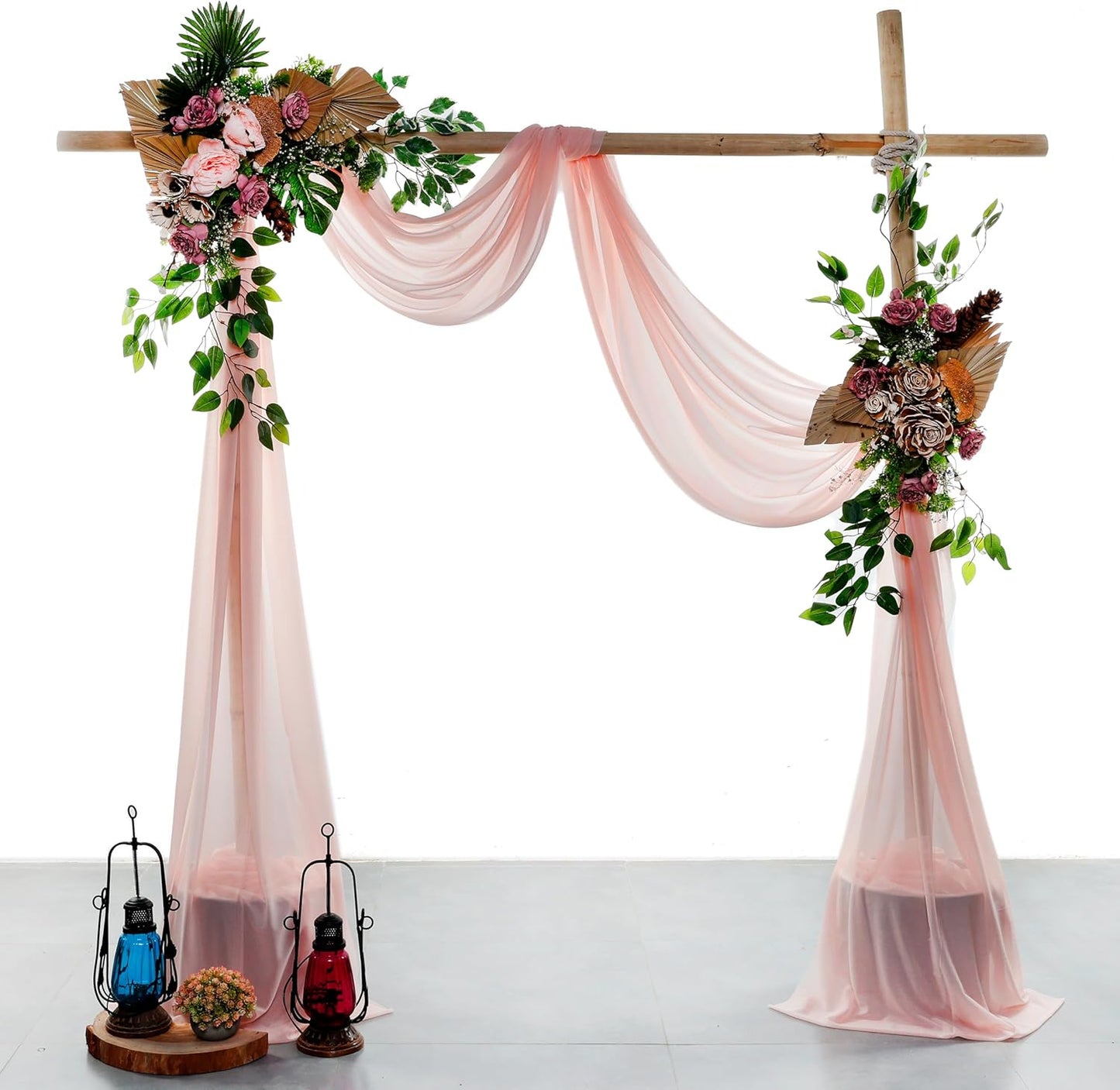 VDS Pack of 1 Panel (30 Inch X 40 Feet) Wedding Arch Draping Fabric Sheer Chiffon Fabric Drapery for Wedding Ceremony Reception Swag Backdrop Canopy Chuppah ARBO Altars Decoration (Dusty Rose)