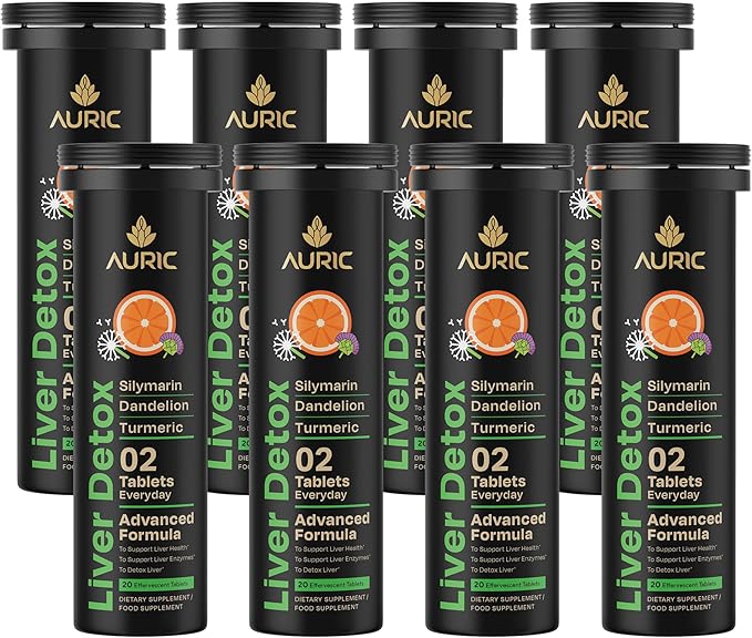 Auric Herbal Liver Support Supplement | Milk Thistle (Silymarin), Turmeric, Garlic, Ginger for Liver Health Advanced Detox & Cleansing Formula for Active Liver | 160 Tablets | Plant Based Gluten-Free