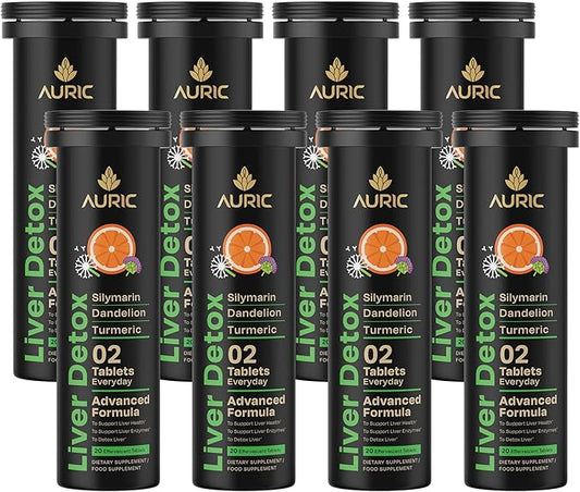 Auric Herbal Liver Support Supplement | Milk Thistle (Silymarin), Turmeric, Garlic, Ginger for Liver Health Advanced Detox & Cleansing Formula for Active Liver | 160 Tablets | Plant Based Gluten-Free