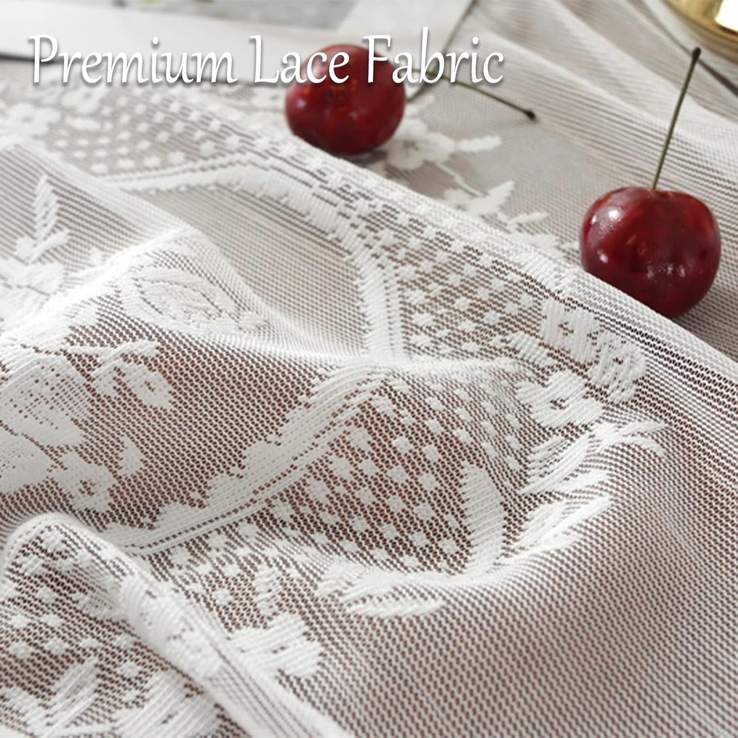 Jeloris Round Lace Tablecloth with Elegant Scalloped Bottom for Any Special Event Such as Wedding, Birthday Party, Baby Shower, Anniversary (48 inch, Style 6)
