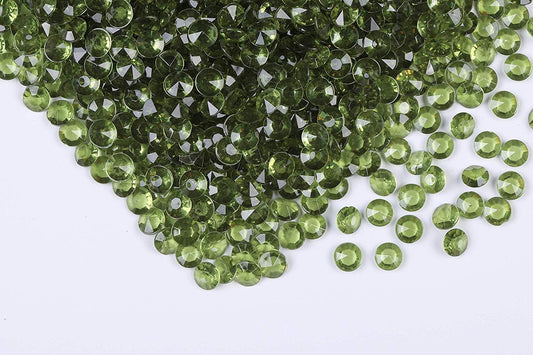 1000pcs/ Pack Wedding Table Acrylic Diamond Scatter Crystals Confetti Acrylic Gems Vase Fillers Rhinestones for Wedding, Bridal Shower, Vase Beads Decorations (12mm, Olive Green)