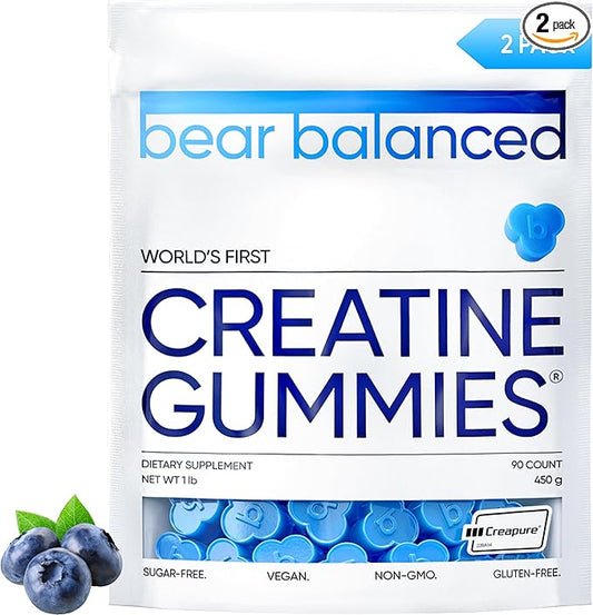 Creatine Gummies for Men & Women - Creatine Monohydrate, L-Theanine, L-Tyrosine & B12 for Muscle Growth, Strength, and Focus - Low Calorie, Sugar-Free, Vegan & Gluten-Free, 2 Pack