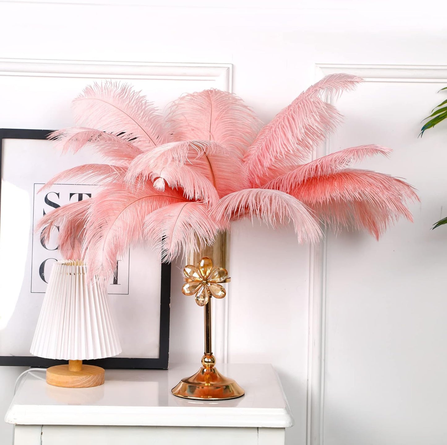 HAPPY FEATHER 16-18 inch Gray Ostrich Feathers Craft for Wedding Party Centerpieces Home Decoration DIY Craft Pack of 10