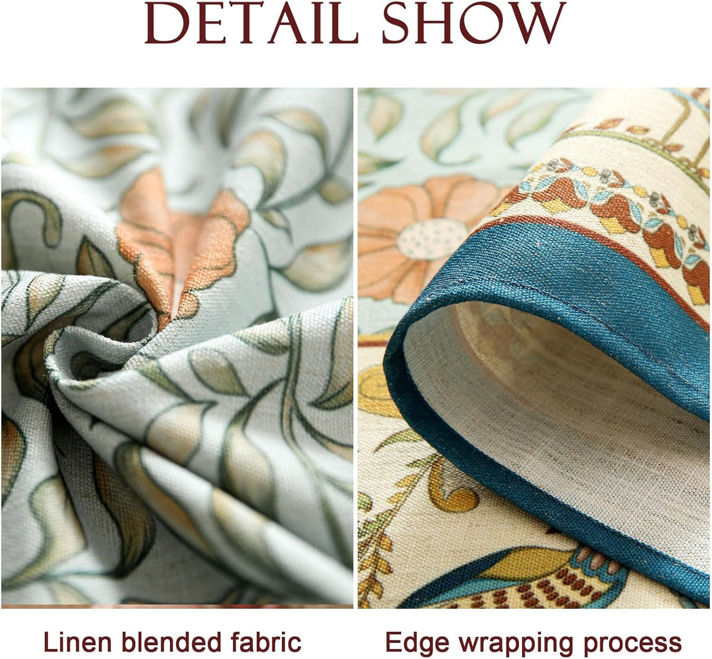 patdrea Designer French Linen Blue Round Table Cloth,Vintage Floral Tablecloth,Colorful Decoration Fall Table Cover Kitchen Dining for Tea Party,Thanksgiving,Christmas,Diameter 67"-Wensel