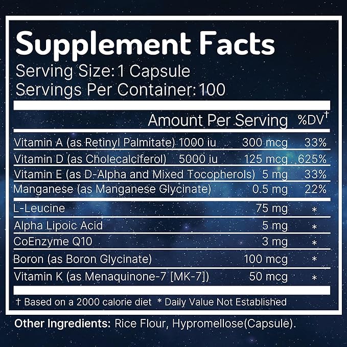 ADK Vitamin Supplement with Network Antioxidants - A, D3, K2 (MK-7 Non-Soy) and E with CoQ10 and Alpha Lipoic Acid - for Vision, Strong Bones and Teeth, and Immune Support - D3 5000 iu Complex