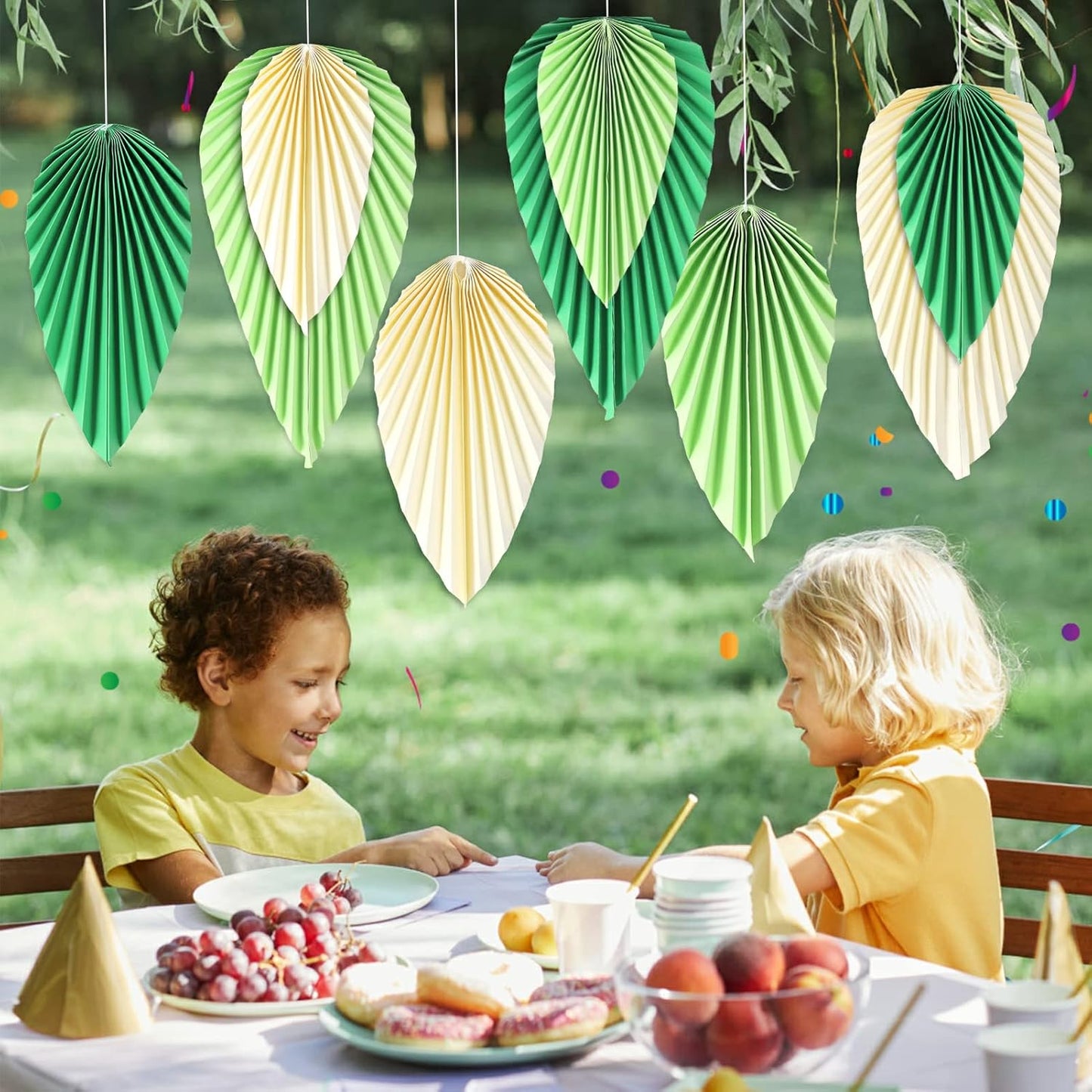 Easy Joy Paper Leaves Decorations for Wall Paper Fans Classroom Decoration Leaves Backdrop Decor Wall Decor,Set of 9