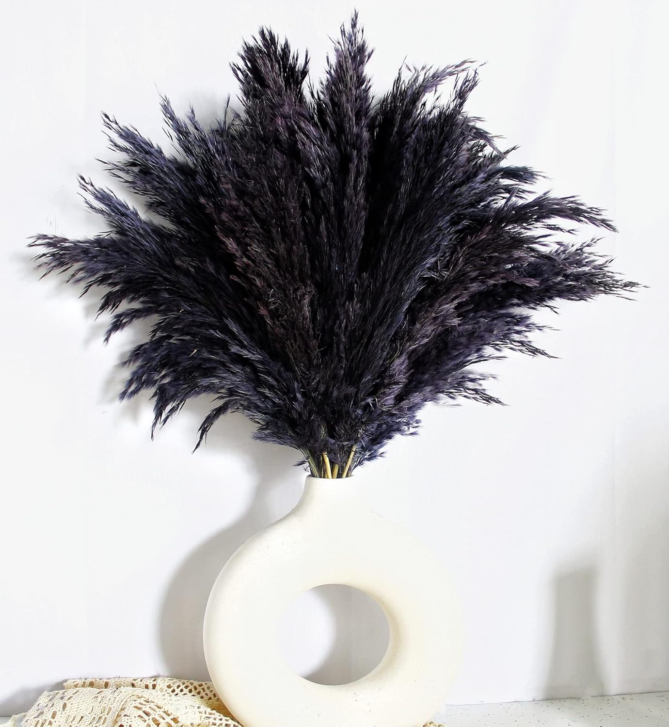 Black Pampas Grass for Home Decor - Elegant Boho Decor - Premium Quality Pampas Grass Stems - Perfect for House, Nursery, Western, Wedding, Table, and Bohemian Decor (20PCS)