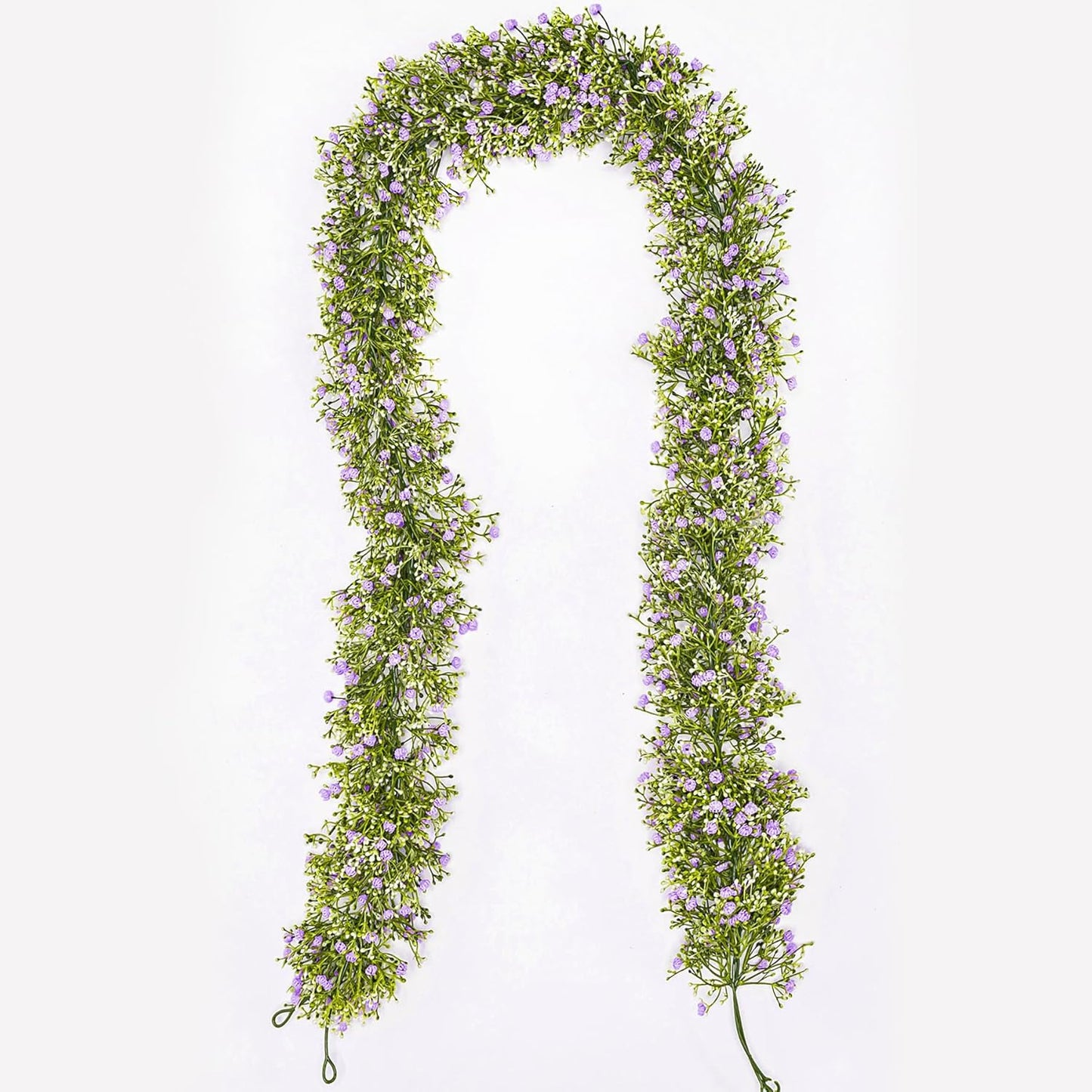 Artificial Baby Breath Flower Vines, Babys Breath Artificial Flowers Real Touch Faux Gypsophila Hanging Fake Baby's Breath Garlands for Wedding and Baby Shower Decor 2Pcs 5.8ft（Purple）
