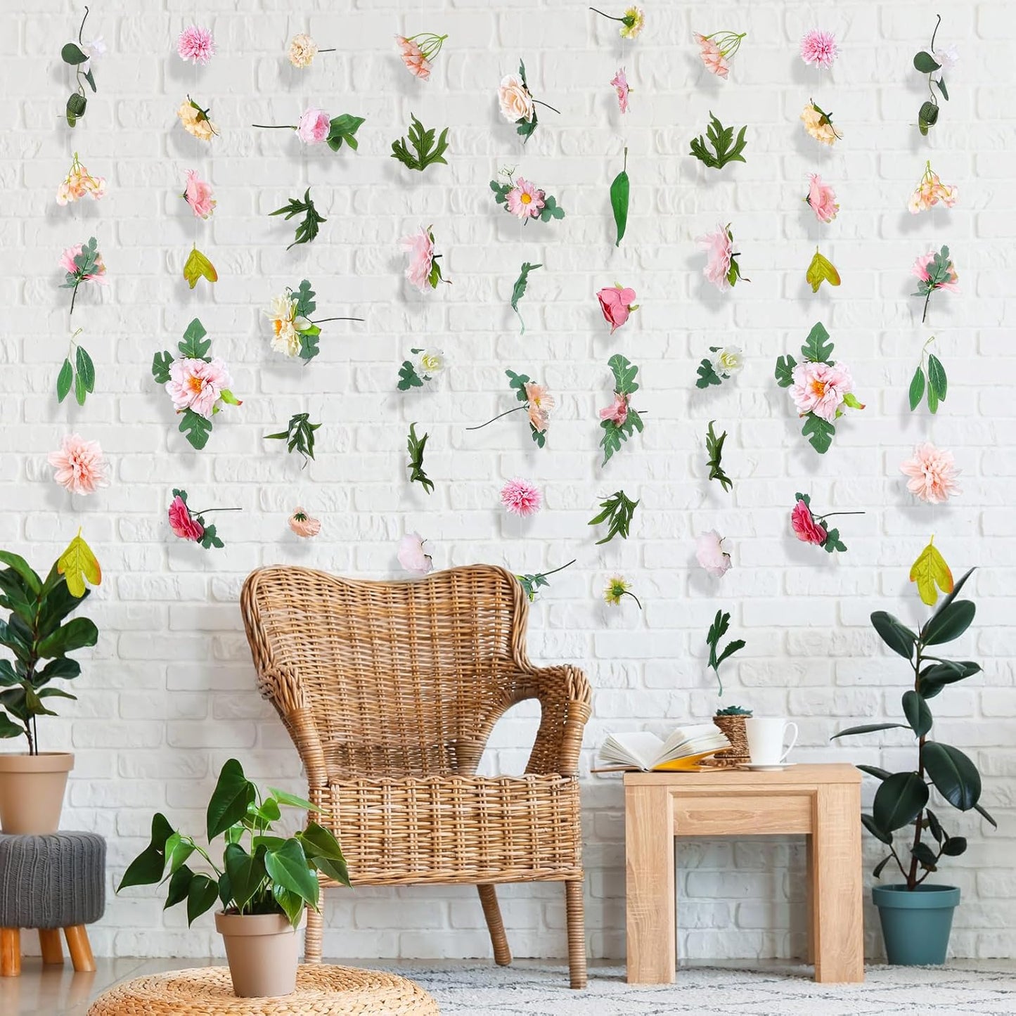 XunYee 6 Pcs 35.4 ft Flower Garlands Hanging Wildflower Backdrop Decoration Artificial Floral Garlands Fake Flower Vines Faux Silk Wildflower Decor for Halloween Fall Wedding Garden Wall Arch(Blossom)