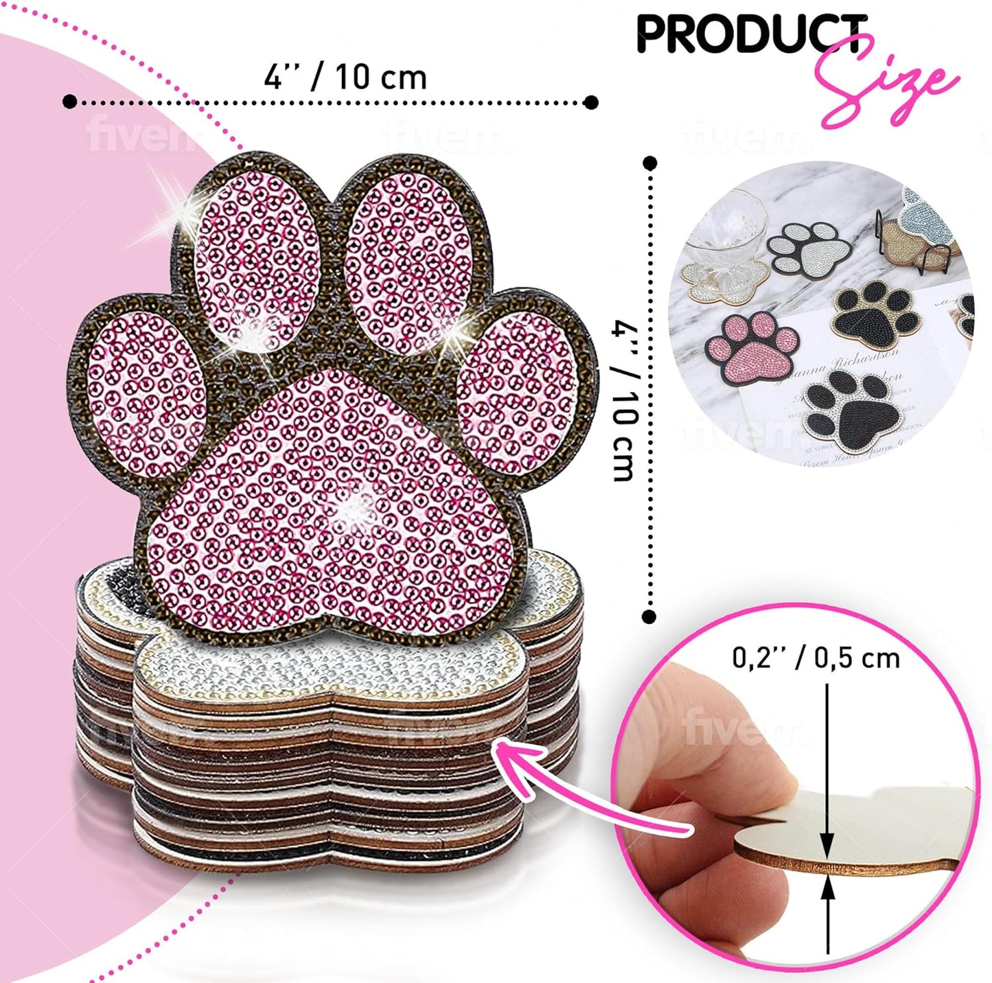 10 pcs Diamond Painting Coasters | Diamond Art Coasters | Dog Paw Diamond Art Painting | Perfect Art Craft Gift for Dog Lover, Dad, Mom, Grandparents, Brother, Sister.