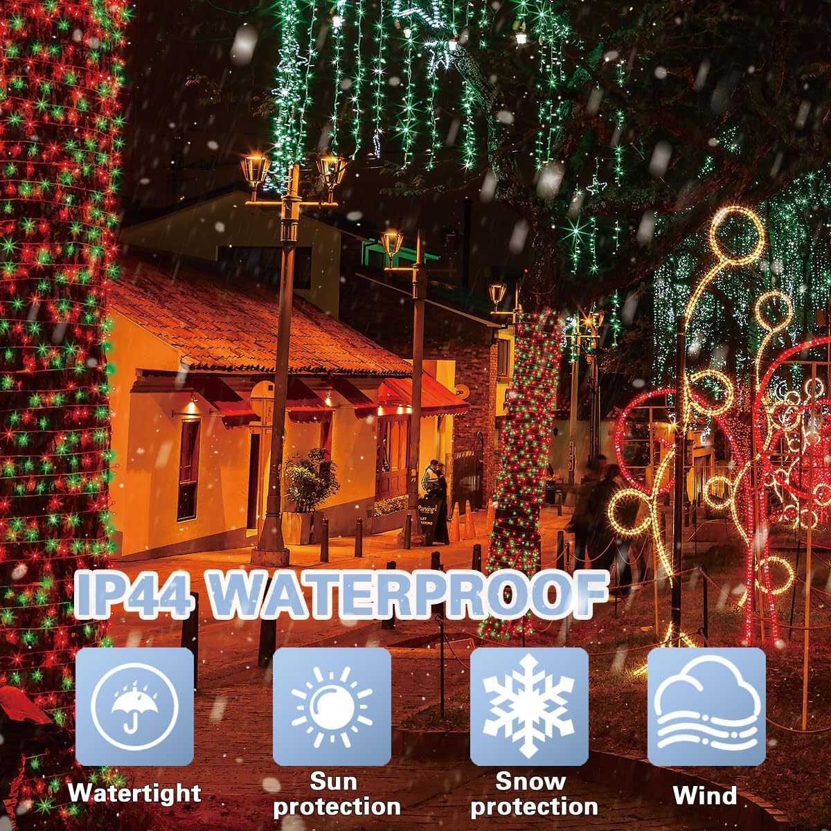 LAMPHOME 66ft Christmas Decorative Mini Lights, 200 LED Transparent Wire Fairy Starry String Lights Plug in, 12 Lighting Modes, for Indoor Outdoor Xmas Tree Wedding Party Decoration (Red+Green)