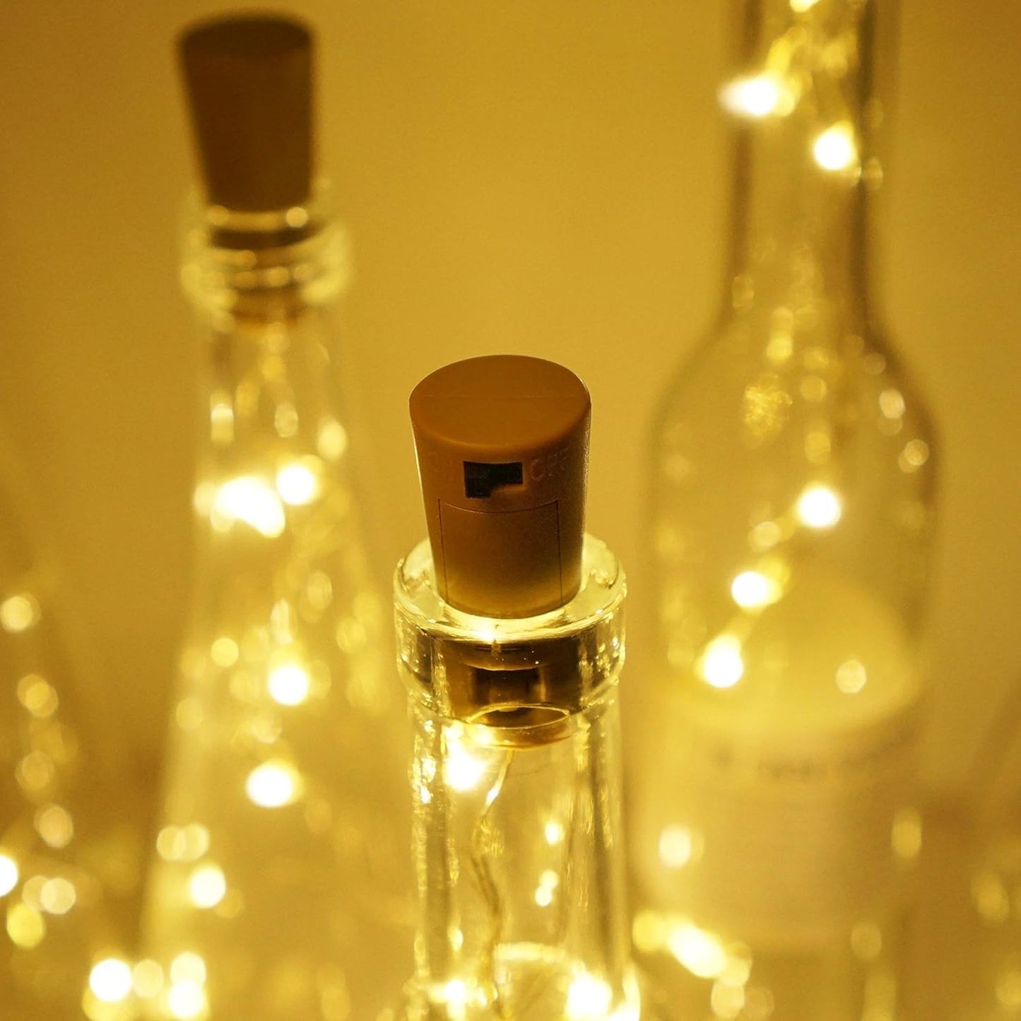 Wine Bottle Lights with Cork, Battery Operated 20 LED Cork Shape Silver Wire Colorful Fairy Mini String Lights(No Bottles) for DIY, Party, Decor, Christmas, Halloween,Wedding (6, Warm White)
