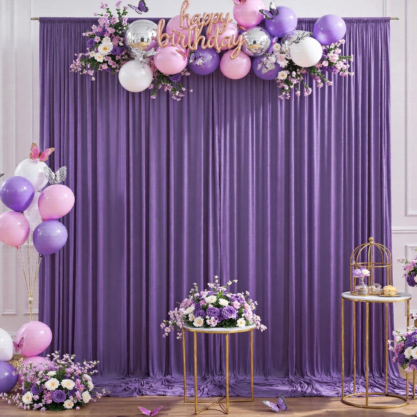 CO-AVE Wrinkle Free Purple Backdrop Curtains for Party Background, Purple Photo Curtains Backdrop Drapes 2 Panels Back Drop Cloth for Wedding Birthday Photography Baby Shower Decor,10ftx10ft