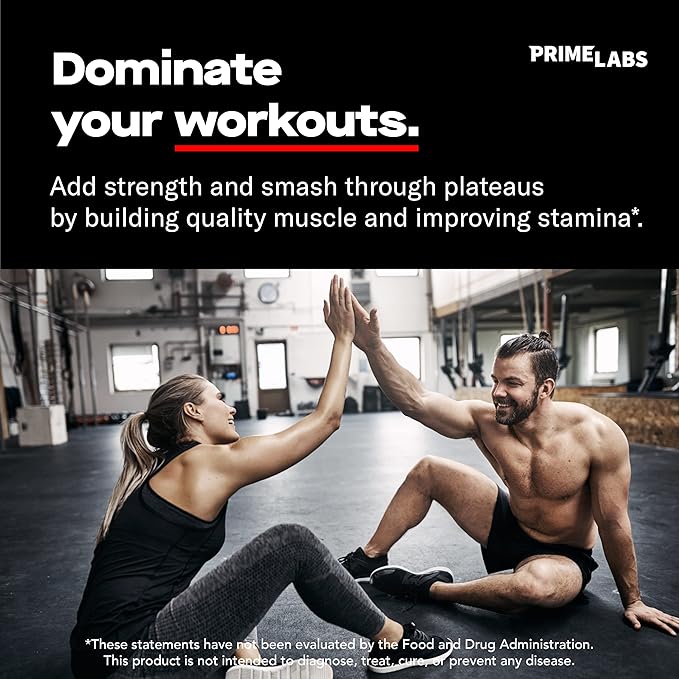 Prime Labs Testosterone Supplement for Men (2-Pack) - Stamina, Endurance, Energy, & Strength - Men's Testosterone Booster & Workout Supplement - 120 Caplets