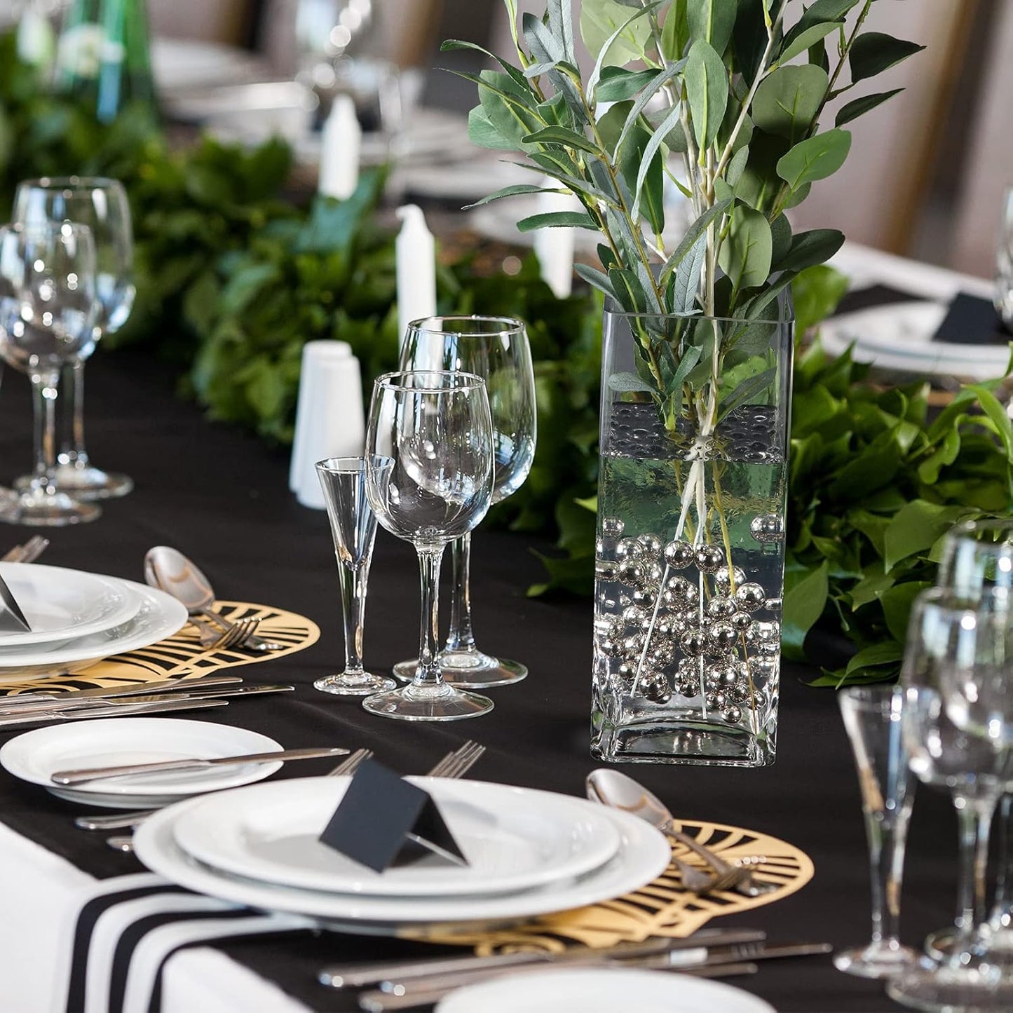 150 Pieces Vase Filler Faux Pearls Vase Makeup Beads No Hole Gloss Bead Mixed Sizes Round Pearl for Home Party Wedding Decor, 8/14/20 mm(Silver)