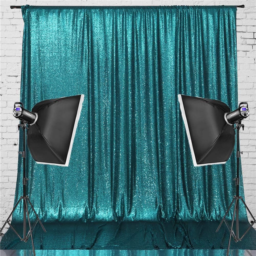 Eternal Beauty Teal Sequin Backdrop, 6x8 Ft Glitter Background Curtains for Shimmer Photography Party Wedding Birthday Back Drop Decor