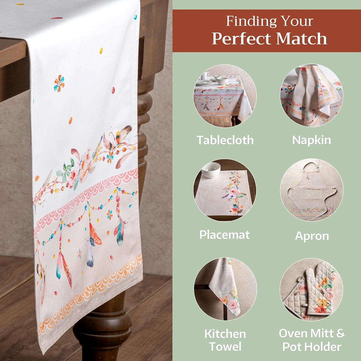 Maison d' Hermine Table Runner 100% Cotton Double Layer Table Runners 108 inches Long Decorative for Home Kitchen Dining Party Wedding Bridal Shower Spring Summer (Ibiza - Beige, 14.50" x 108")