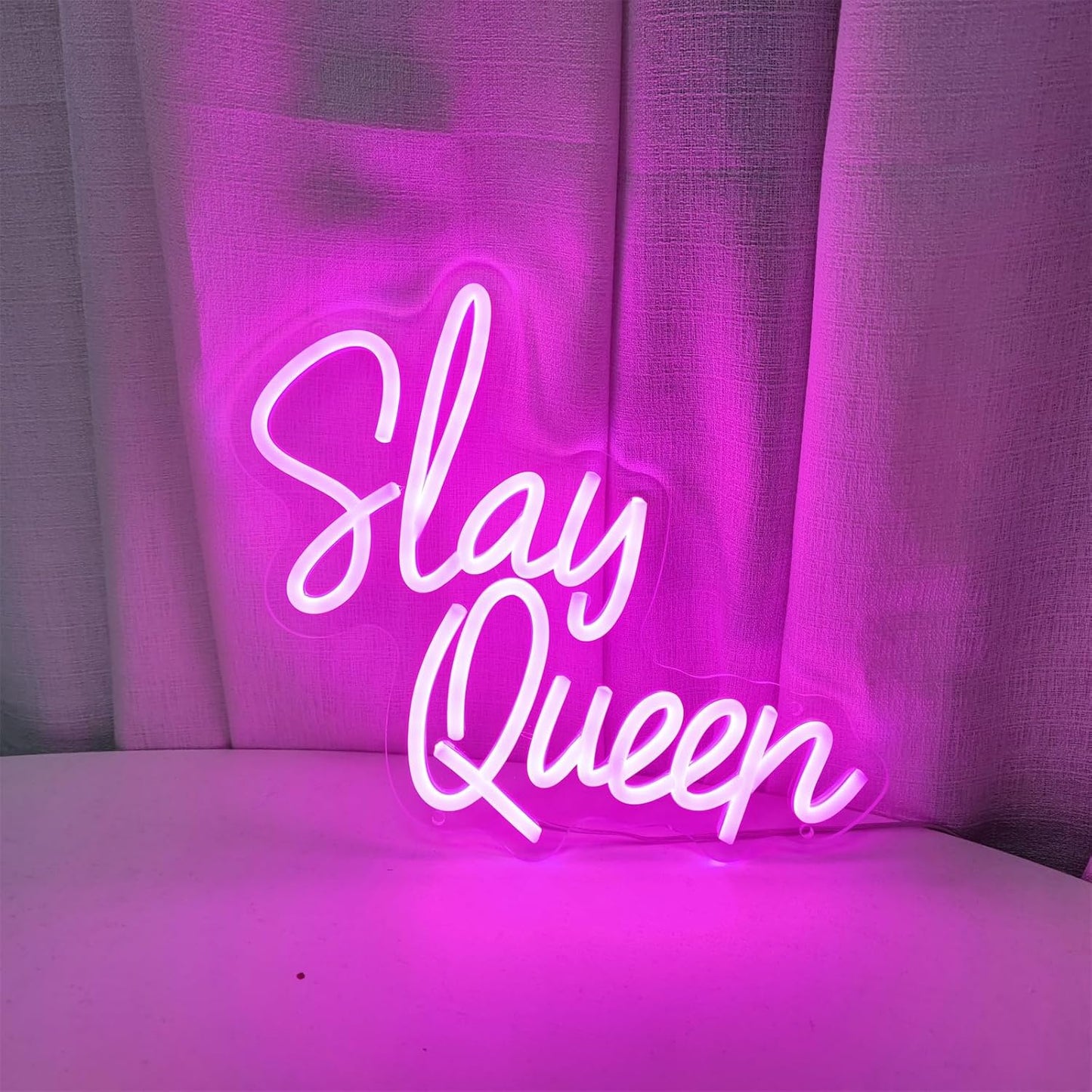 Slay Queen Neon Sign Slay Neon Signs for Wall Decor, LED Light Sign for Bedroom Preppy Girl Aesthetic Room Dorm Decor Y2k Bar Party, 12.5" x 10.7"