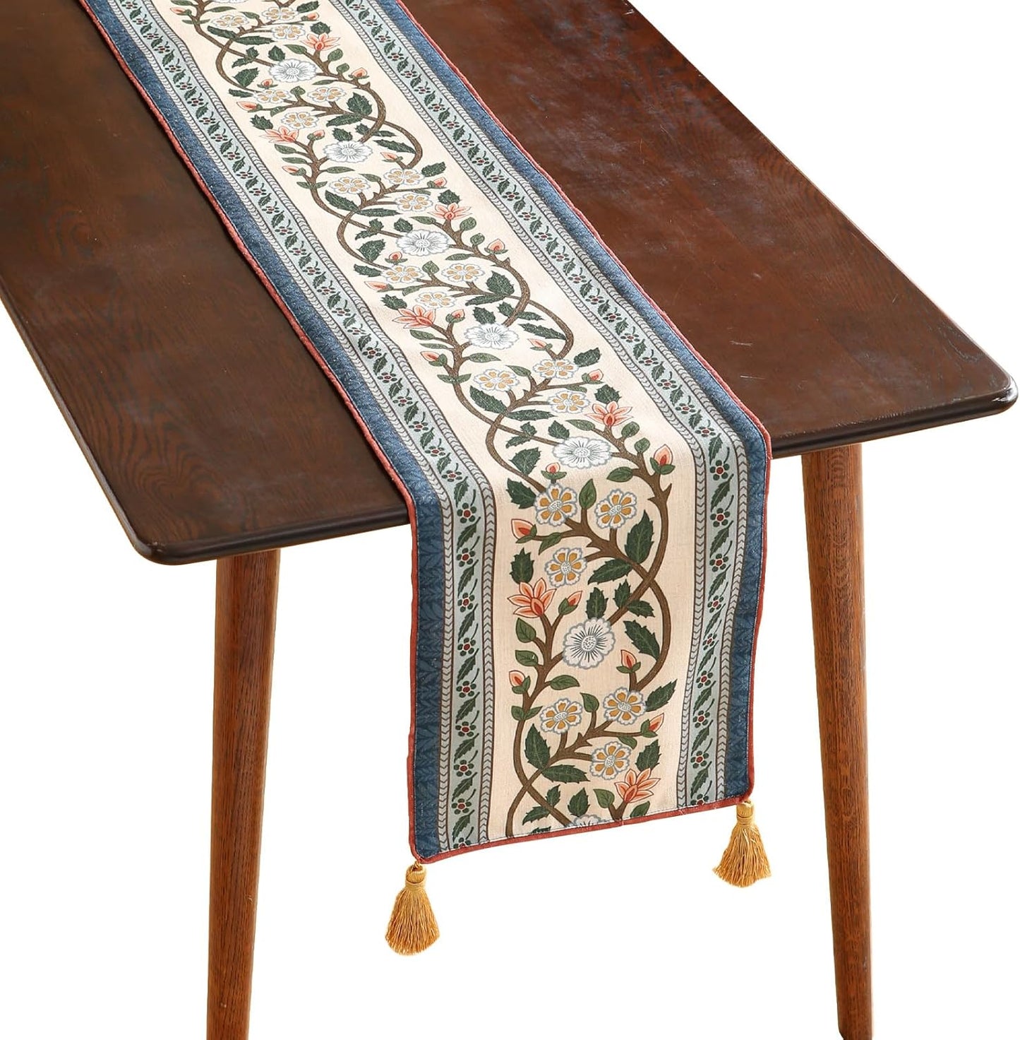 ISAENNE Designer Vintage Elegant Linen Table Runner 71 Inches Long,Colorful Flower Pattern Soft Table Runners for Dining Tables,Thanksgiving,Kitchen Tables,Christmas,12"*71"-Naples C