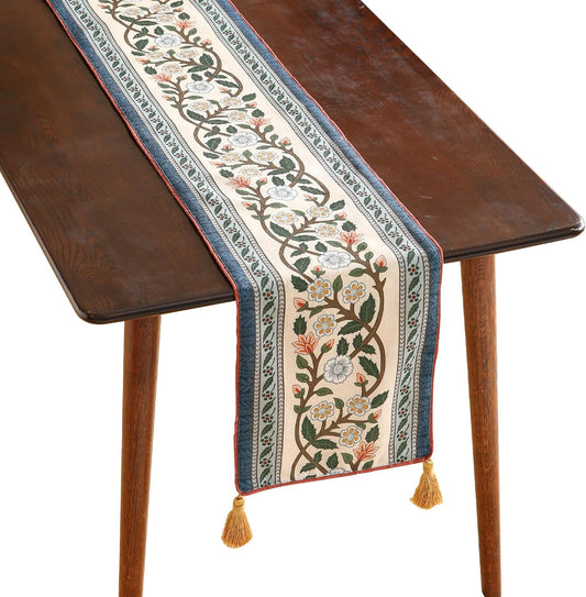 ISAENNE Designer Vintage Elegant Linen Table Runner 71 Inches Long,Colorful Flower Pattern Soft Table Runners for Dining Tables,Thanksgiving,Kitchen Tables,Christmas,12"*71"-Naples C