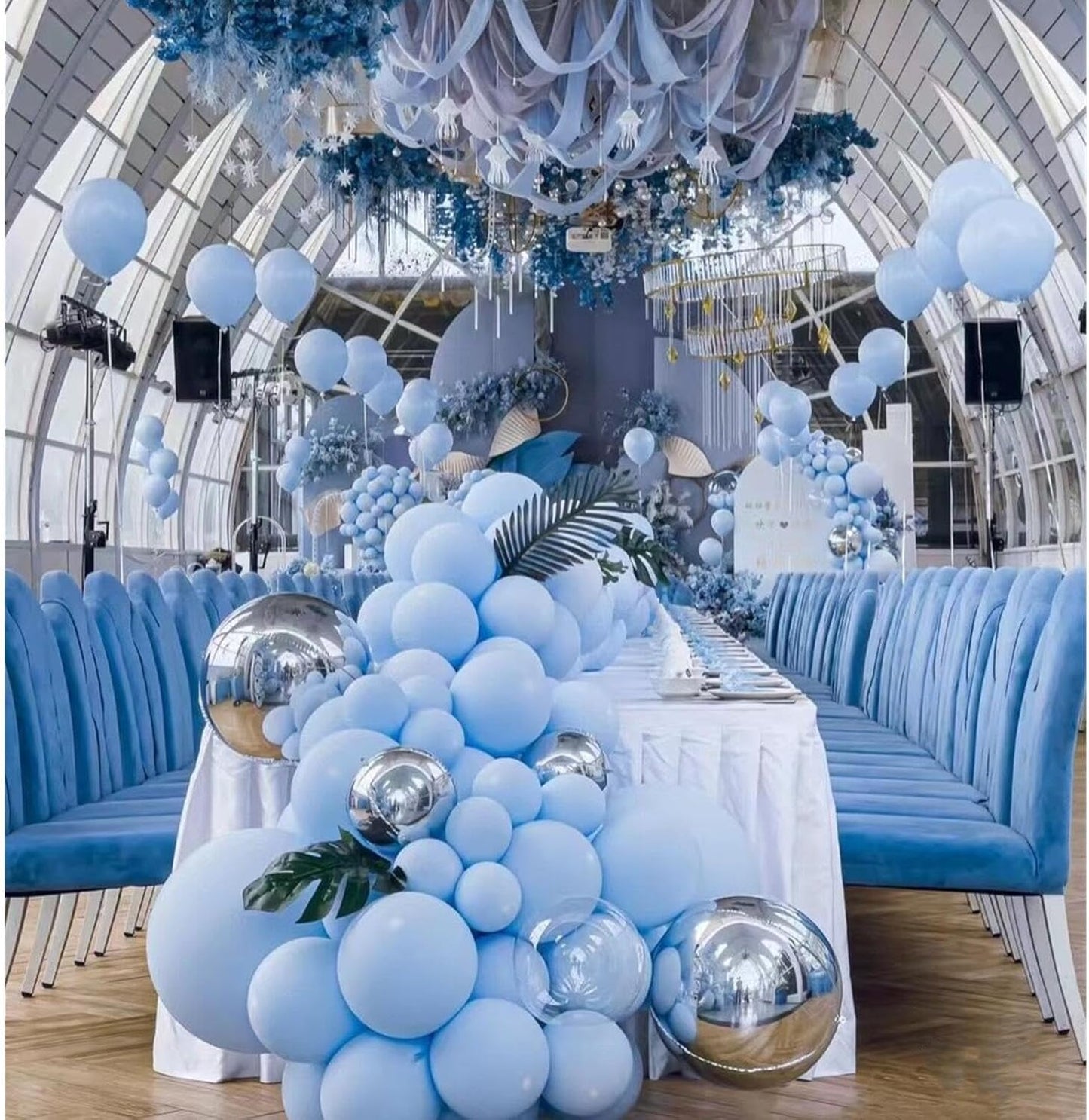 412pcs Pastel Blue Balloon Garland Arch Kit 18 12 10 5 Inch Different Sizes Light Blue Latex Balloons for Baby Gender Reveal Shower Birthday Festival Happy Sky Blue Theme Anniversary Party Decoration