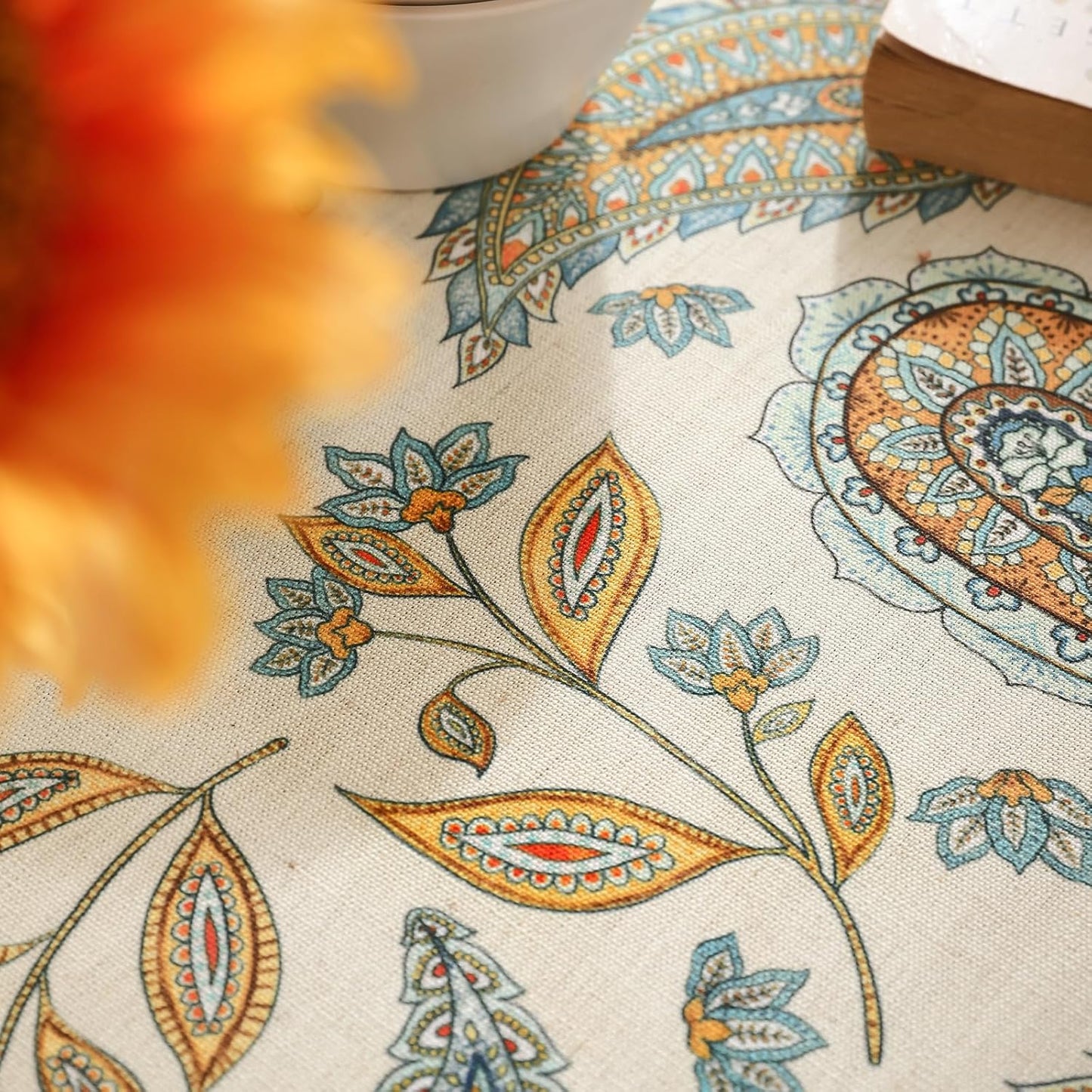 patdrea Designer Vintage French Long Rectangle Table Cloth,Italian Floral Wrinkle Free Farmhouse Tablecloth,Decor Table Cover for Kitchen Dining,Christmas,Tea Party,Thanksgiving,63"x87"-Lysaniya