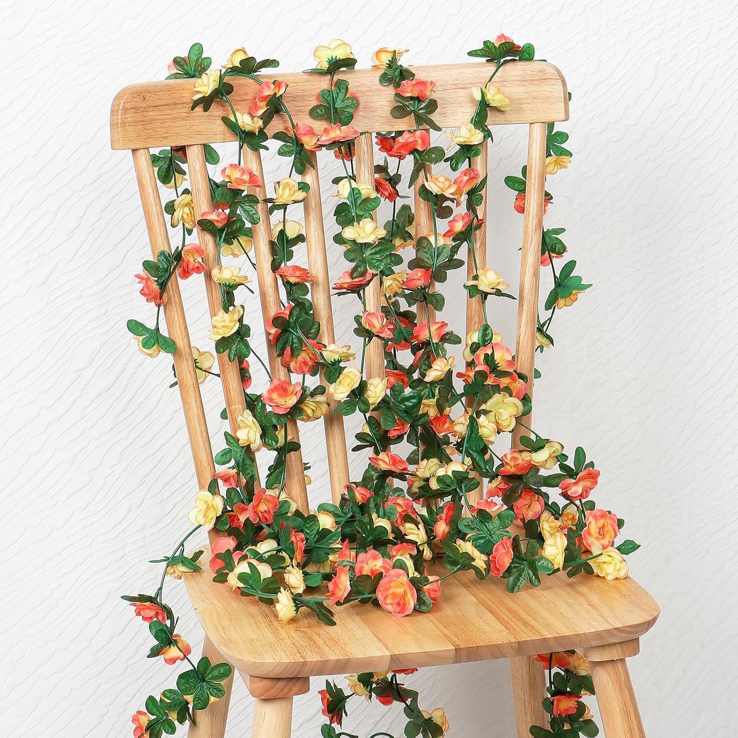 KHOYIME 9 Pack 72 FT Artificial Flower Garland, Fake Champagne Roses Vines Silk Flowers Faux Outdoor Hanging Floral Ivy Garland Decoration for Wedding Arch Bedroom Home Wall Backdrop Room Decor