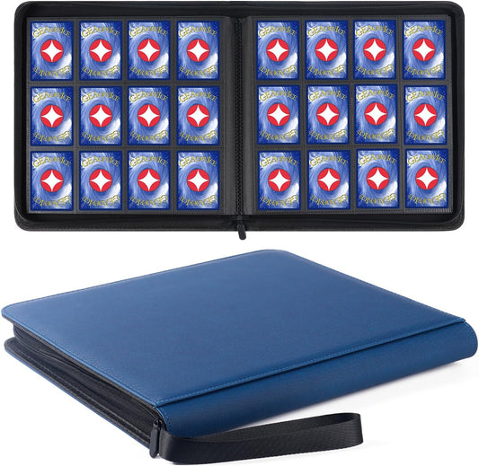 GEAoffice 12 Pocket Card Binder for 720 Cards, Premium Sturdy Baseball Card Holder Album, Ringless Side Loading Collection Binder for MTG, TCG, Game & Sports Cards, Non-PVC, Navy Blue