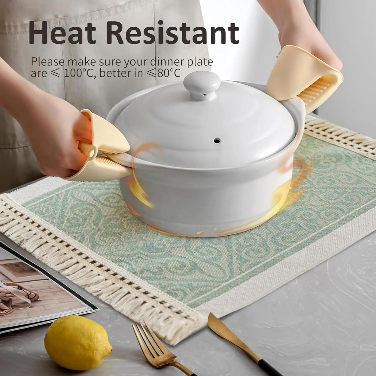 Placemats Set of 4,Waterproof Placemat with Tassel Fringe,Boho Placemats for Coffee Table Western Restaurant