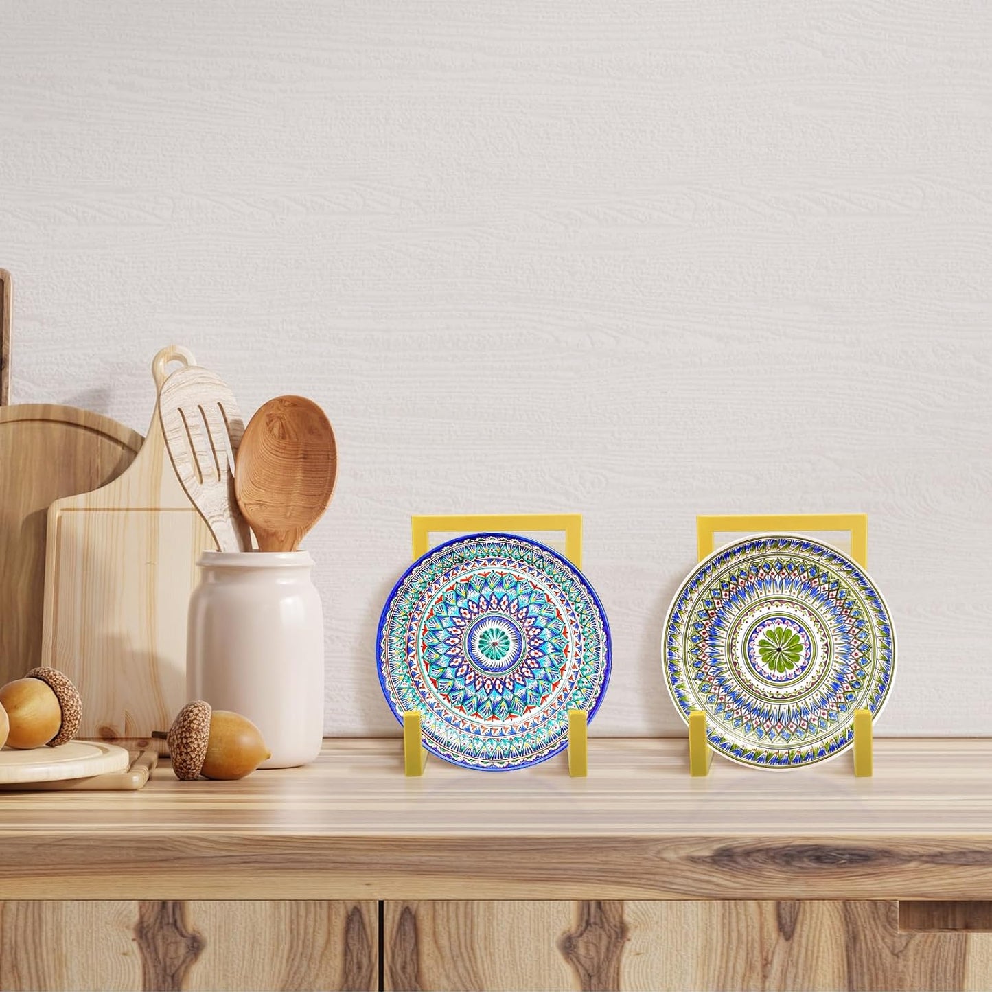 Sweetude 2 Pcs Large Plate Stands for Display Metal Frame Plate Holder Display Stand Decorative Table Top Easels for Picture, Book, Platter, Photo Easel(Gold,8 Inch)