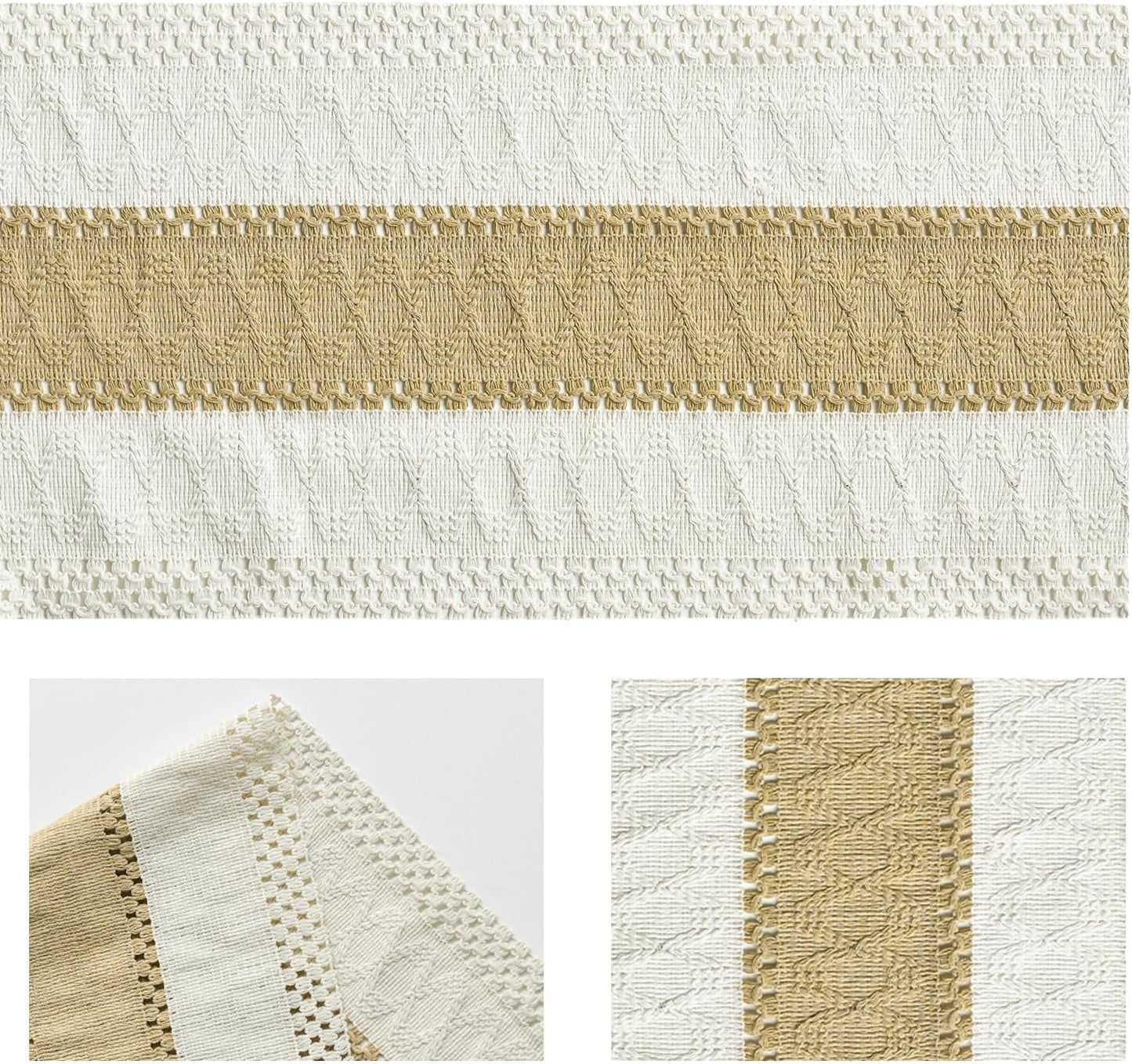 Artoid Mode Burlap Brown Farmhouse Rustic Table Runner, Seasonal Holiday Hollow Kitchen Dining Table Decoration for Home Party Decor 12x90 Inch