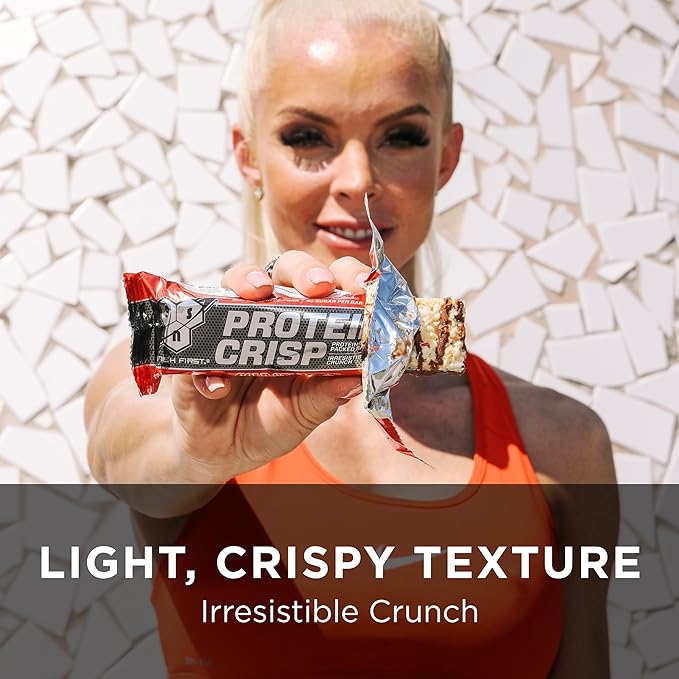 BSN Protein Bars - Protein Crisp Bar by Syntha-6, Whey Protein, 20g of Protein, Gluten Free, Low Sugar, Vanilla Marshmallow, 12 Count