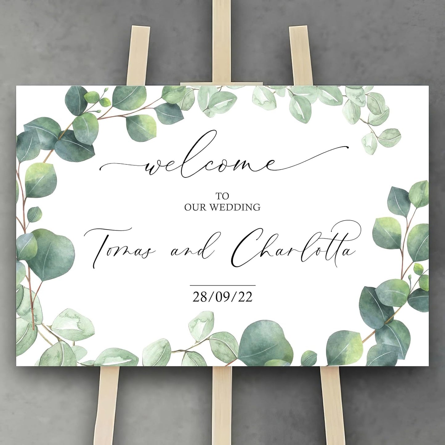 Editable Wedding Welcome Sign, Welcome Sign, Watercolor, Floral, Eucalyptus Wedding Sign