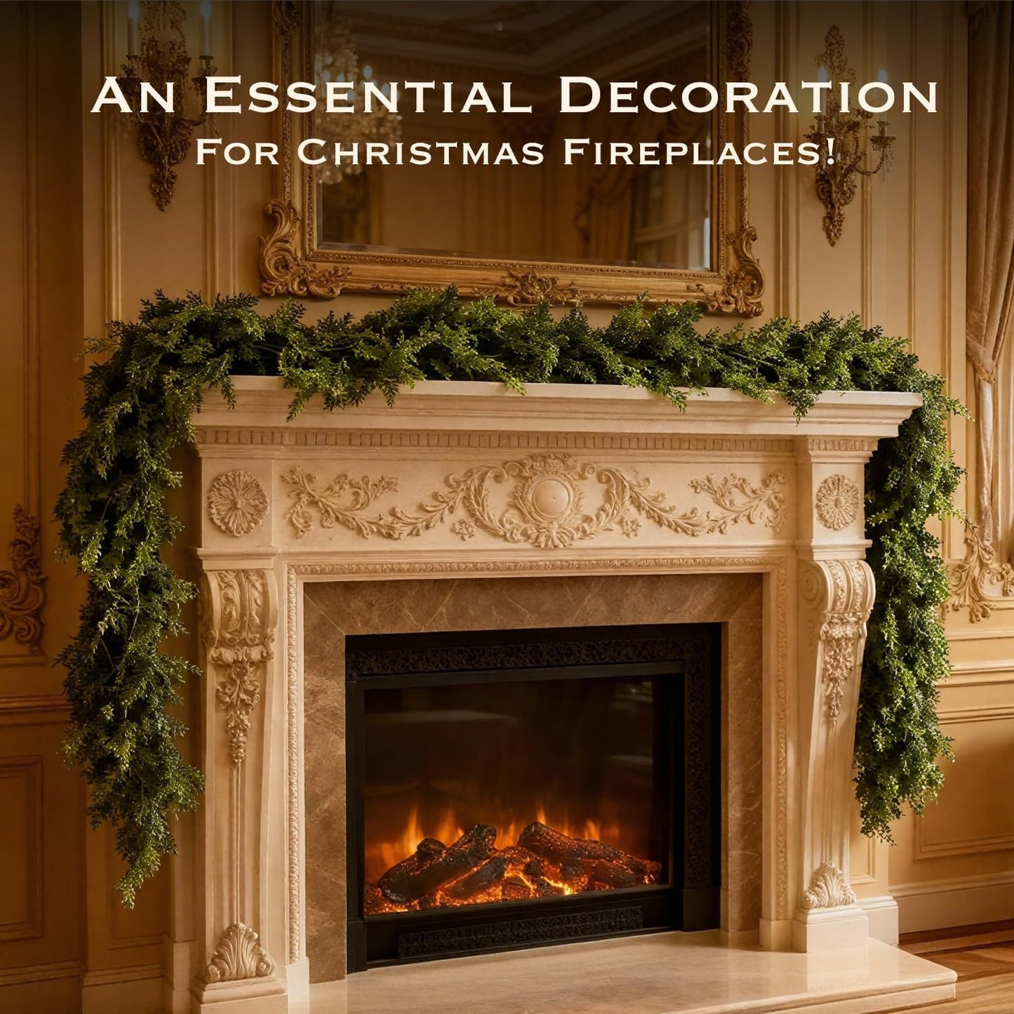 9ft Christmas Cedar Garland Artificial Realistic, Real Touch Greenery Garlands for Decoration, 2025 New Pine Garland for Mantle Table Fireplace Stairs Outdoor Indoor Christmas Decorations