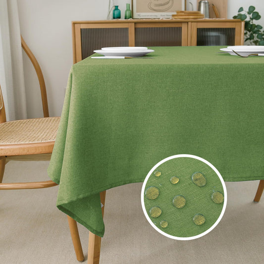 NLMUVW Olive Green Linen Tablecloth Rectangle 108 Inch, Textured Natural Table Cloth Farmhouse Table Cover for Kitchen Dining Coffee Spring, 54 x 108 Inch