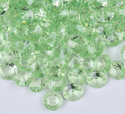 1000pcs/ Pack Wedding Table Acrylic Diamond Scatter Crystals Confetti Acrylic Gems Vase Fillers Rhinestones for Wedding, Bridal Shower, Vase Beads Decorations (10mm, Pale Green)