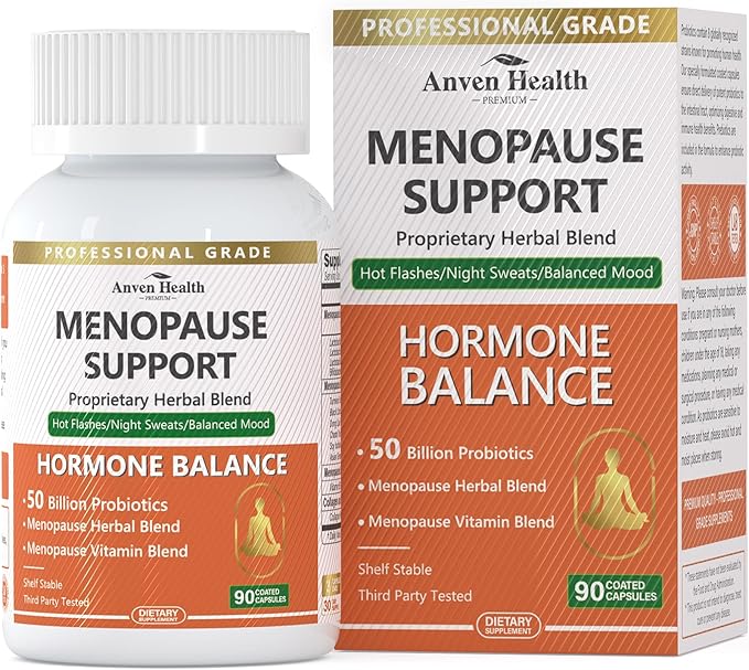 Menopause Supplements for Women,Vitamin D3 & B6, Menopause Probiotics Relief,Supports Hot Flashes, Night Sweats, Bloating & Gut Health with Herbs, Collagen Peptides | 90 Veggie Caps