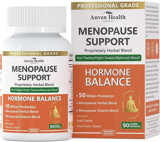 Menopause Supplements for Women,Vitamin D3 & B6, Menopause Probiotics Relief,Supports Hot Flashes, Night Sweats, Bloating & Gut Health with Herbs, Collagen Peptides | 90 Veggie Caps