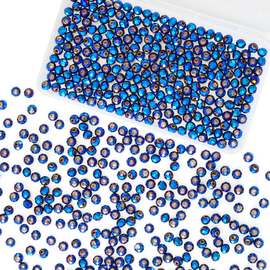 500Pcs 6mm Crystal Glass Beads for Jewelry Making Beads for Bracelets Necklace Pendants Making Supplies(Peacock Blue)
