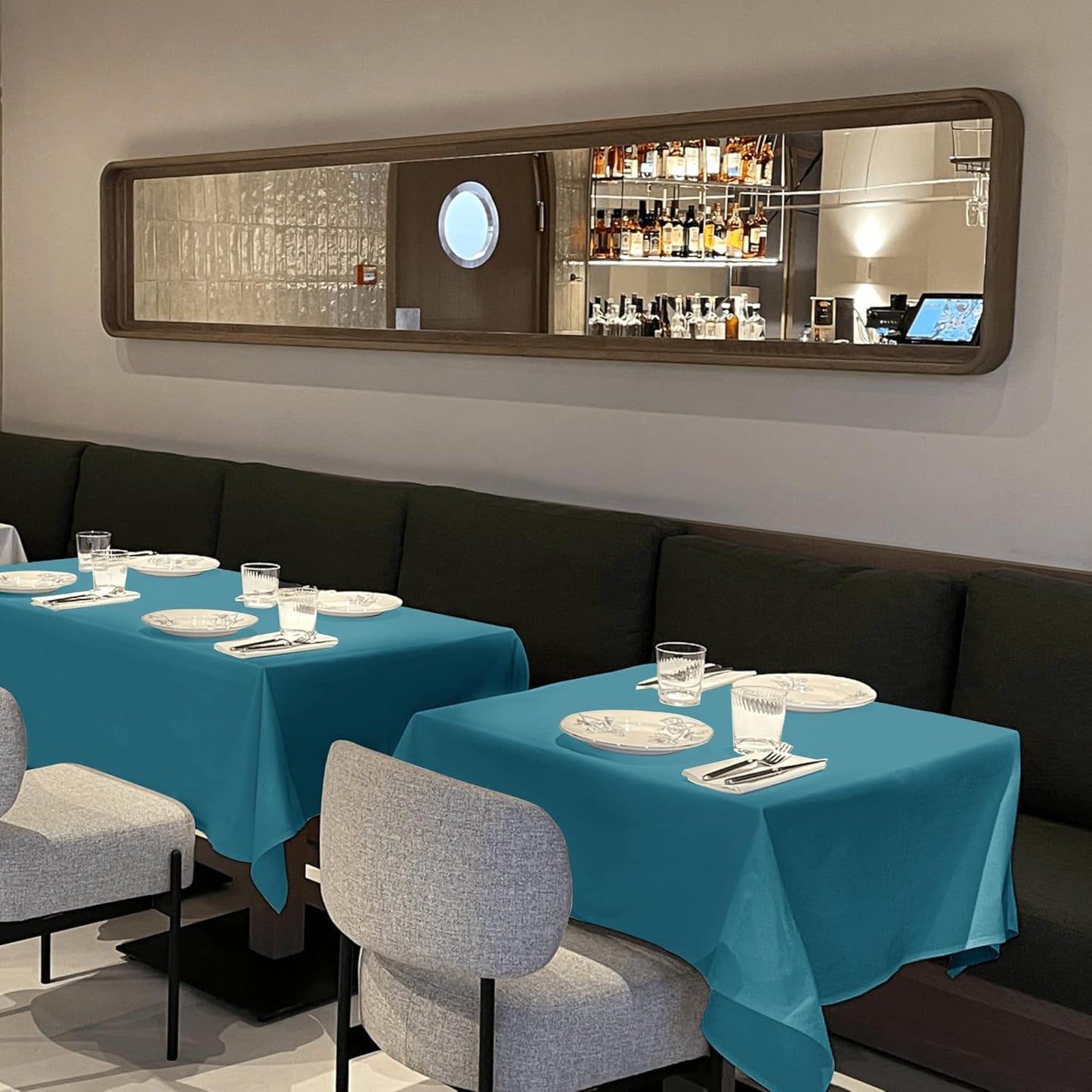 sancua Square Tablecloths 70x70 Inch, 2 Pack - Teal Fabric Table Cloth for Square or Round Tables, Washable Polyester Table Cover for Outdoor Party, Birthday, Decorative Display Tables