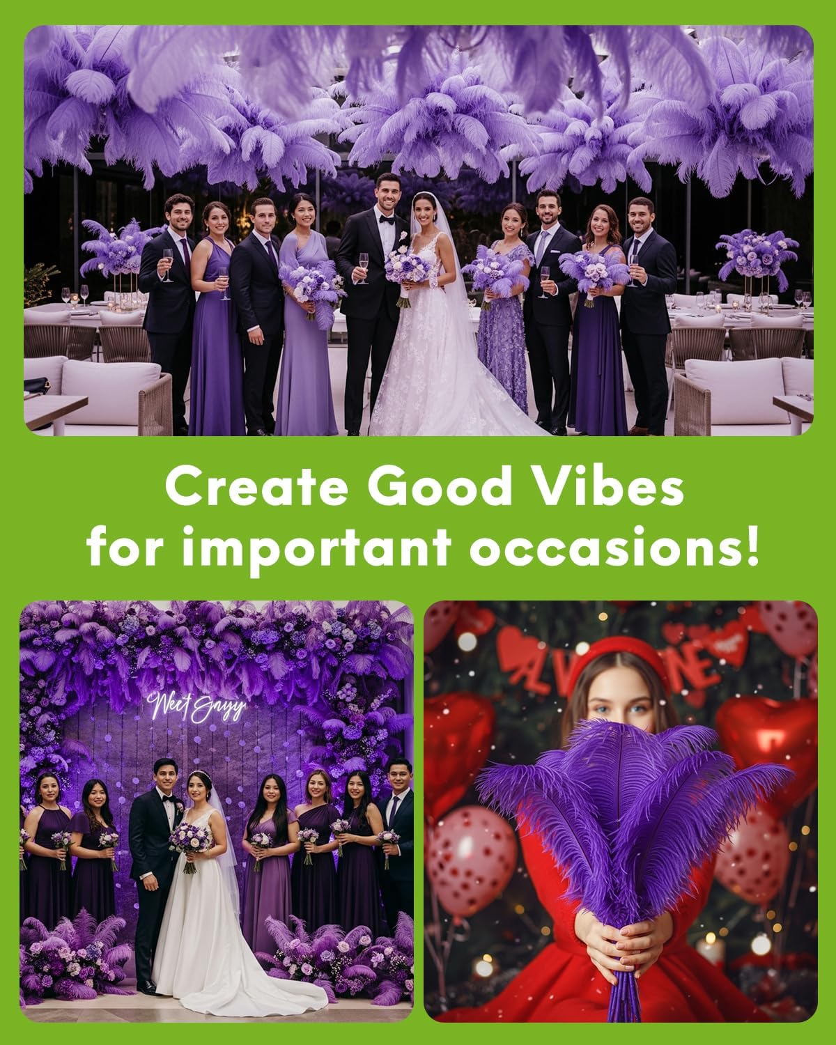 NEWONG 30pcs Purple Ostrich Feathers Natural Bulk 9-12inch(23-30cm) Vase Craft Wedding Home Party Centerpieces Christmas Day Decoration