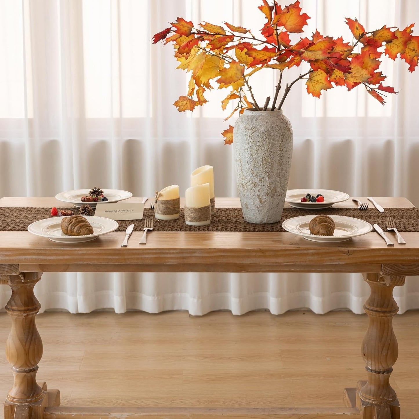 Boho Brown Table Runner for Home Decor 12x72 Inches Farmhouse Macrame Burlap Jute Rustic Dining Kitchen Centerpiece Bohemian Decor French Country Baby Bridal Shower Decorations