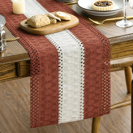 Artoid Mode Caramel Farmhouse Rustic Table Runner, Seasonal Hollow Kitchen Dining Table Decoration for Home Party Decor 12x72 Inch
