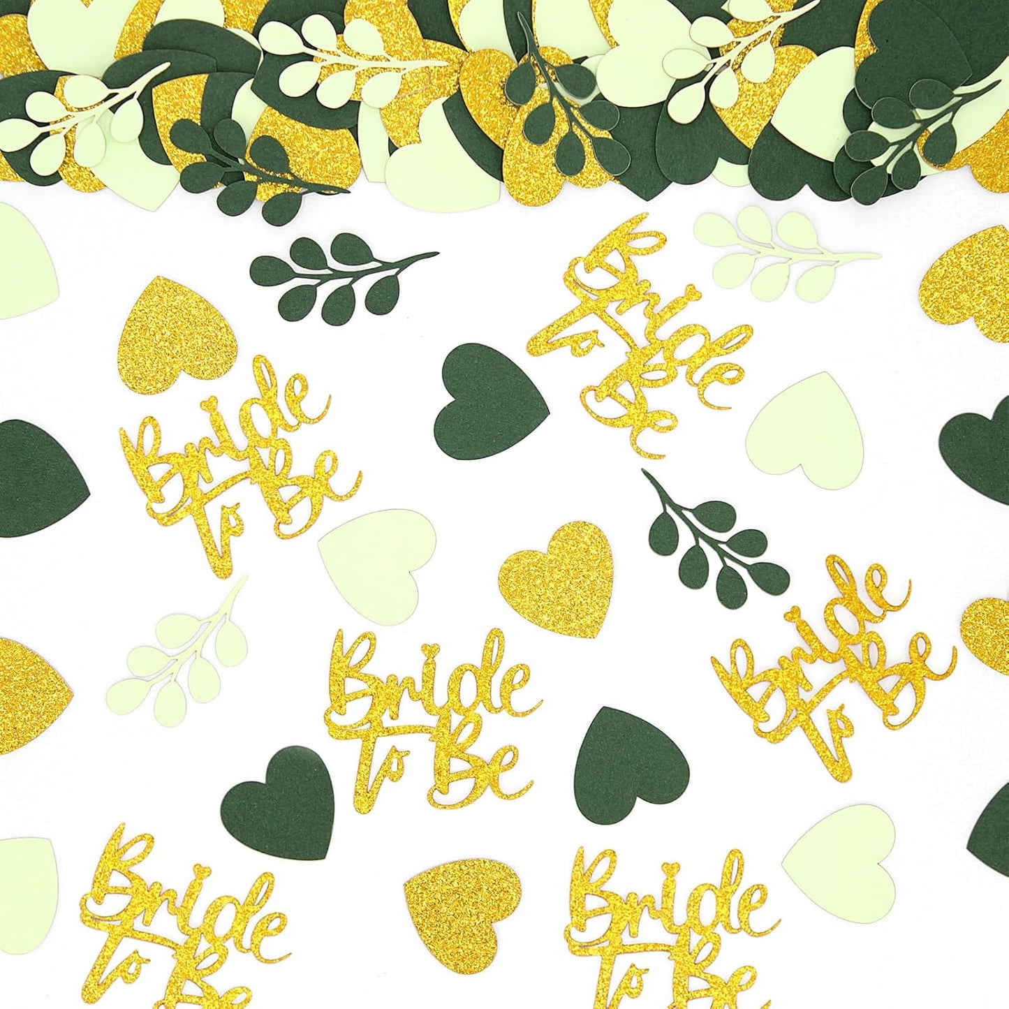 200PC Sage Green Bachelorette Party Decorations Bridal Shower Confetti for Tables Heart and Sage Bride to Be Table Scatters for Engagement Wedding Decor Party Supplies